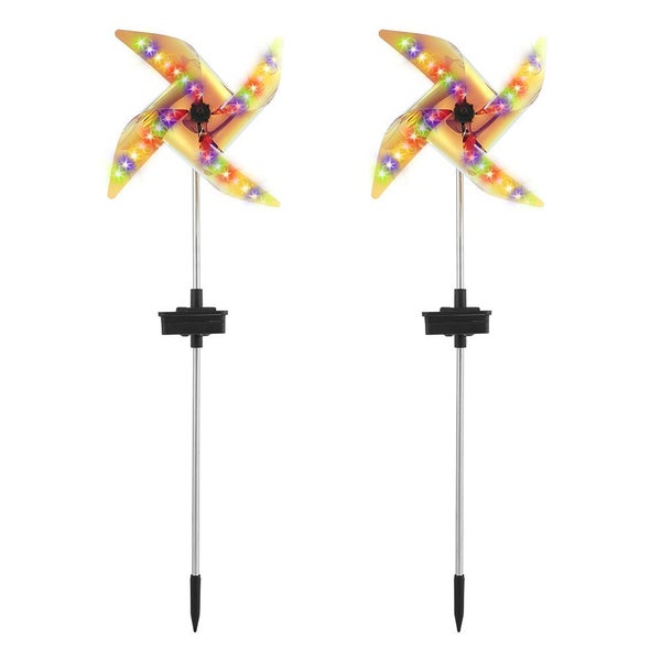 2 pcs Garden Solar LED Lights , Solar Wind Spinner with Metal Garden St Carousel 1