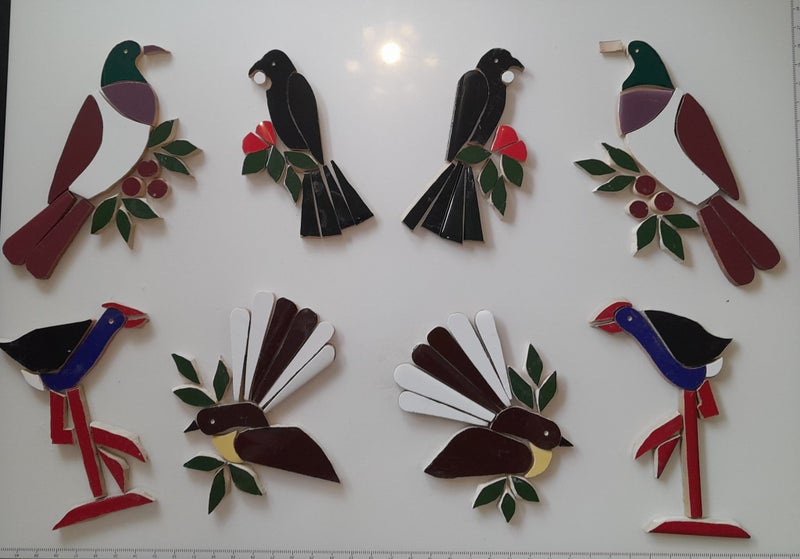 Four little birds mosaic tile inlays Carousel 1