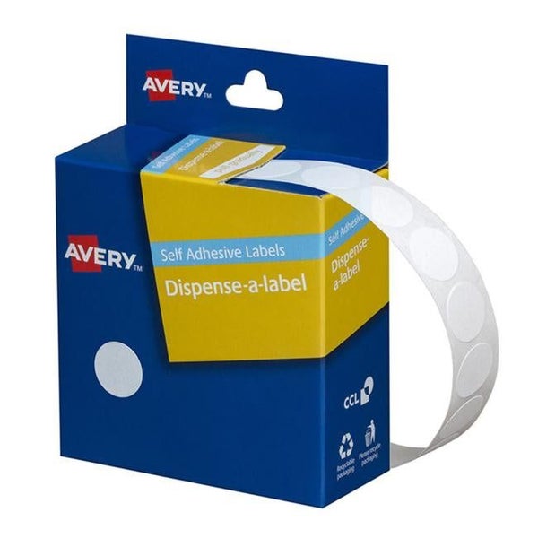 Avery Label Dispenser Dmc14w White Round 14mm 1200 Pack Carousel 1