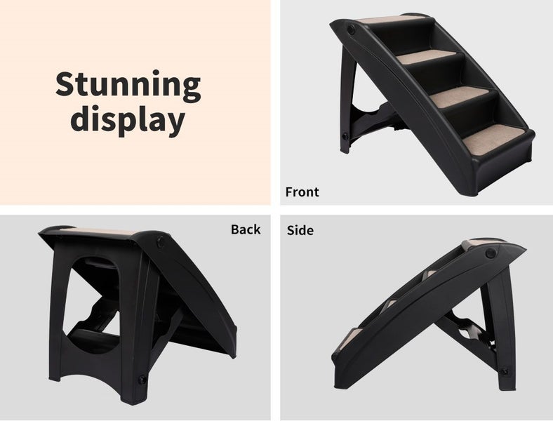Pawz Pet Ramp Indoor Dog Steps Stair Portable Foldable Ladder For Bed Sofa Black Carousel 10