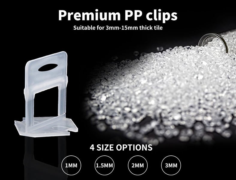 2000x 3mm Tile Leveling System Clips Leveling Spacer Tiling Tool Floor Wall Carousel 9