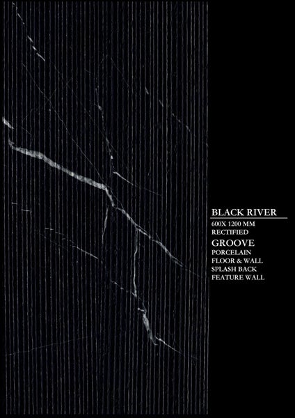 GROOVE FINISH BLACK TILE - New Arrival - Porcelain Tile 600X1200MM (BLA) Carousel 2