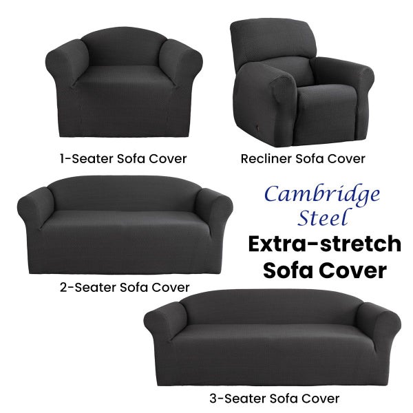 Elan Cambridge Extra-stretch Couch Cover Steel Carousel 3