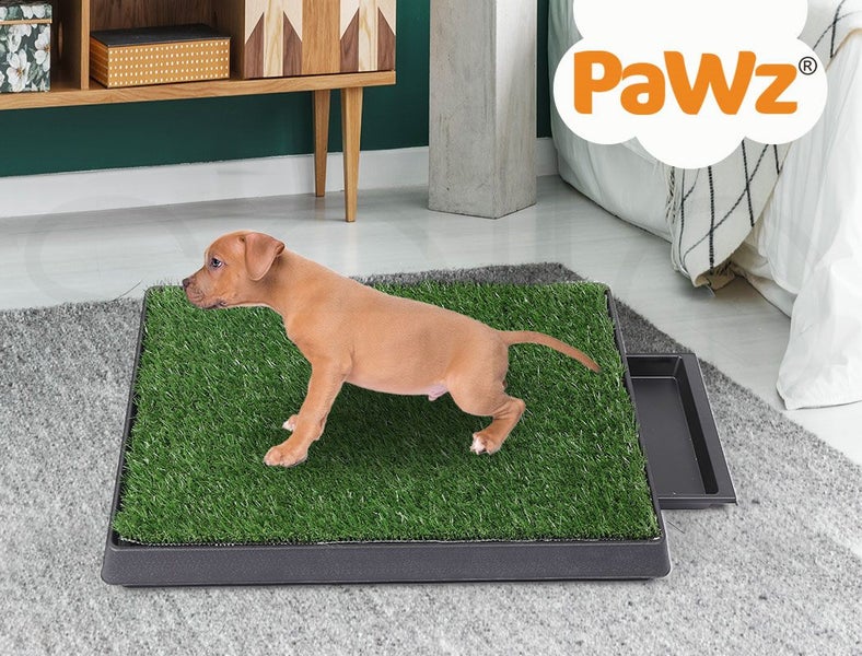 Pawz Indoor Dog Potty Training Tray Pet Grass Toliet Loo 2x Mat Large Portable Carousel 10