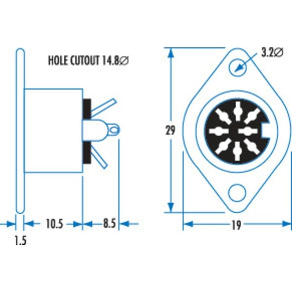 8 Pin DIN Chassis Socket Carousel 2