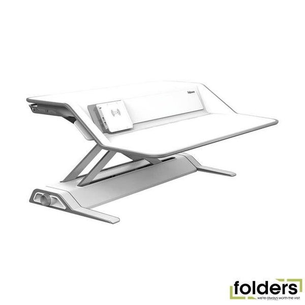 Fellowes Lotus DX Sit Stand Workstation White Carousel 2