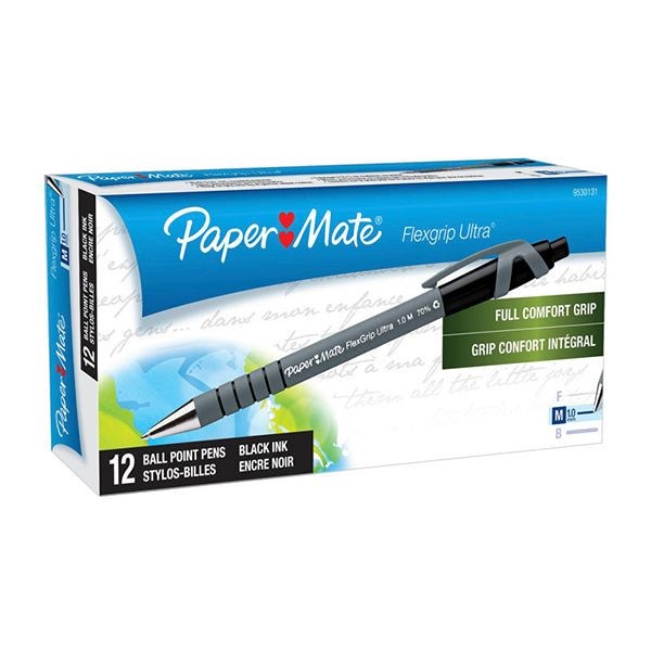 Papermate Flex Grip Rt Ballpen 1Mm Black Box Of 12 Carousel 1