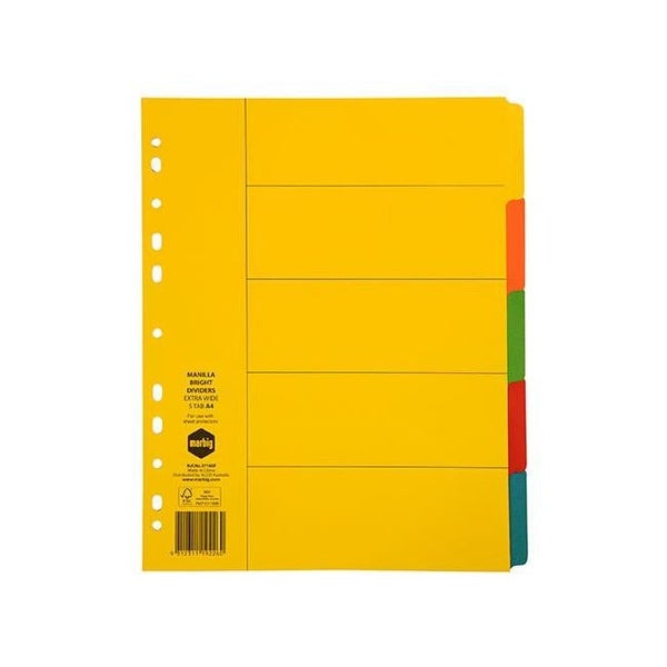 Marbig indices & dividers 5 tab manilla a4 extra wide Carousel 1