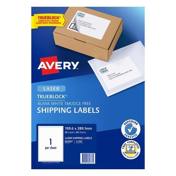 Avery Label L7167-20 Laser 1up 20 Sheets Carousel 2