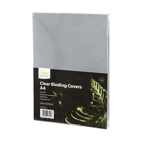 Icon Binding Covers A4 Clear 200mic Pack of 100 Carousel 1