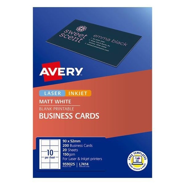Avery Business Cards L7414-20 20 Inkjet Laser 10up 20 Sheets Carousel 1