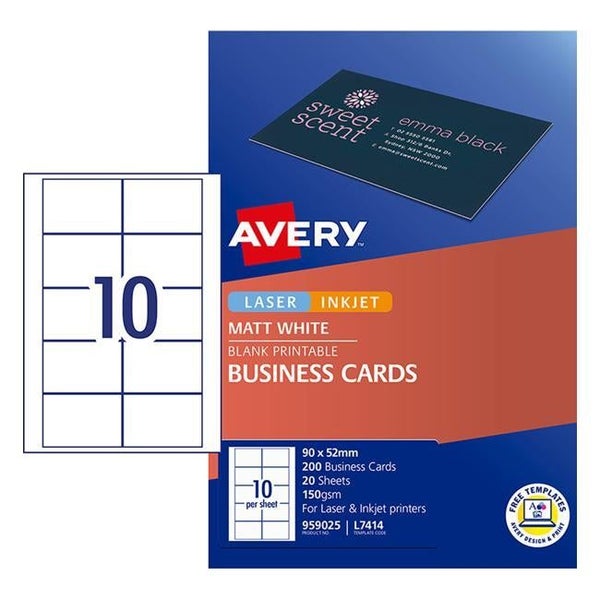 Avery Business Cards L7414-20 20 Inkjet Laser 10up 20 Sheets Carousel 2