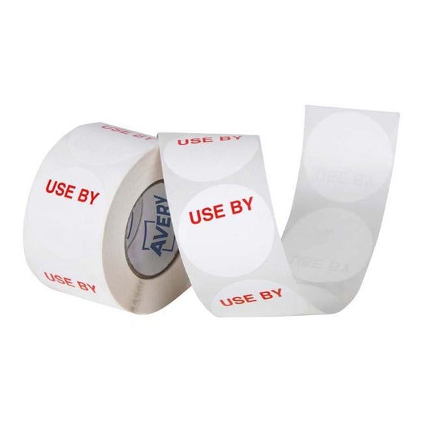 Avery Labels Use By Round 40mm White Red 500 Roll Carousel 1