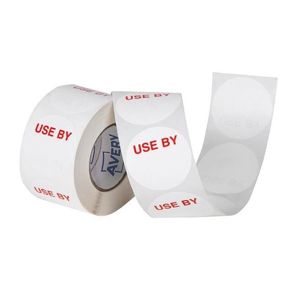 Avery Labels Use By Round 40mm White Red 500 Roll Carousel 2