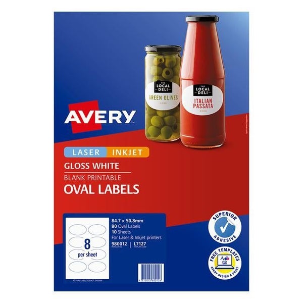 Avery Label L7127 Oval Glossy 9up 10 Sheets Carousel 2