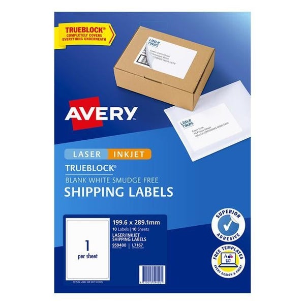 Avery Label L7167 Internet Shipping Label 199.6x289.1mm 1up 10 Sheets Carousel 1