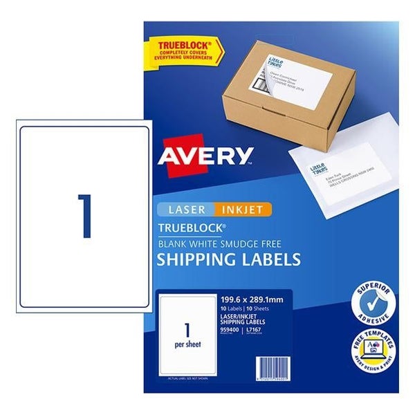 Avery Label L7167 Internet Shipping Label 199.6x289.1mm 1up 10 Sheets Carousel 2