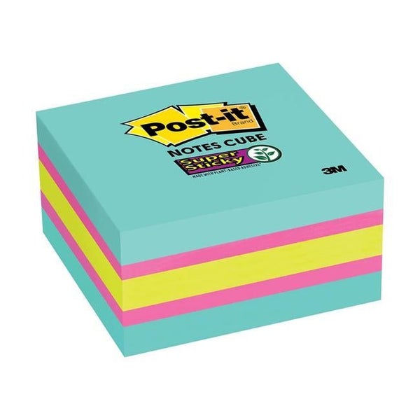 Post-it Super Sticky Memo Cube 2027-SSAFG 76mm x 76mm 360 sheet cube Carousel 1