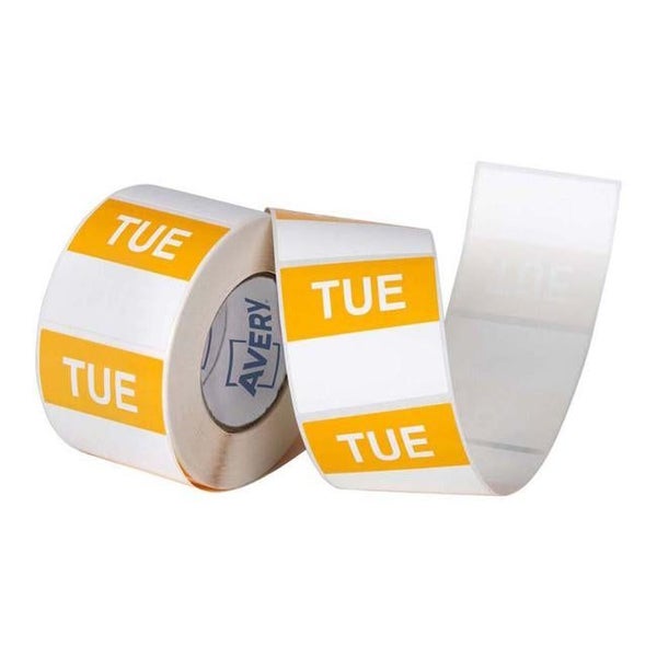 Avery Labels Tuesday Square Day 40x40mm Yellow White 500 Roll Carousel 1