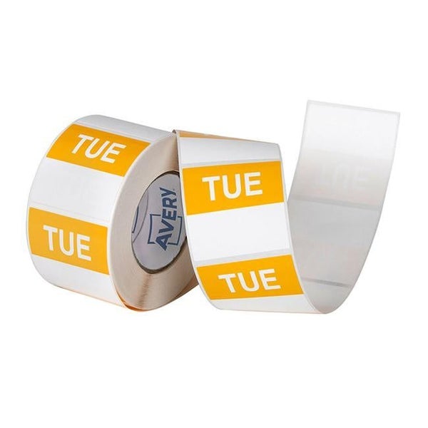 Avery Labels Tuesday Square Day 40x40mm Yellow White 500 Roll Carousel 2