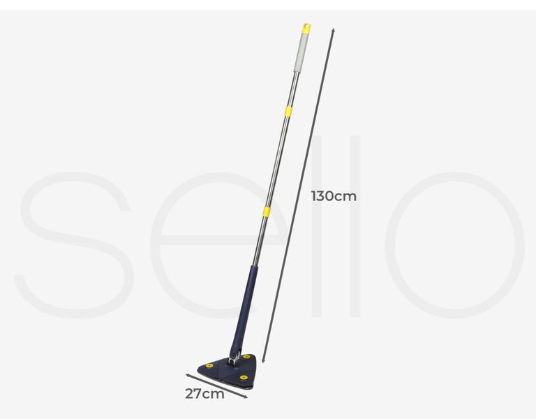 Cleanflo Cleaning Mop Dry Wet Triangle 360° Rotatable Adjustable Head +5 Pads Carousel 10