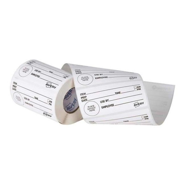 Avery Labels Shelf Life Removable 102x47mm White Black 500 Roll Carousel 1
