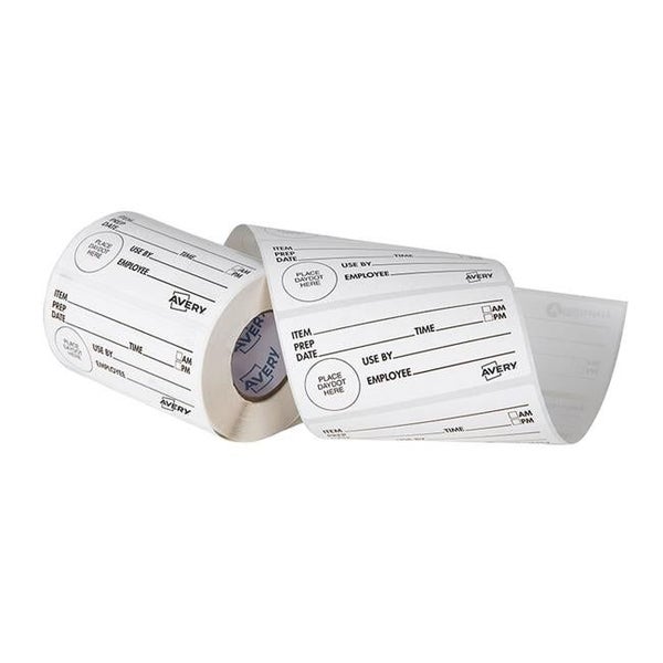 Avery Labels Shelf Life Removable 102x47mm White Black 500 Roll Carousel 2