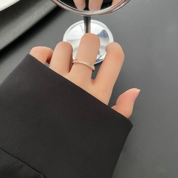 Rings Stainless Steel Rose Gold Plated CZ Ring Size 8 Natural Shell Inlay Edge Carousel 4