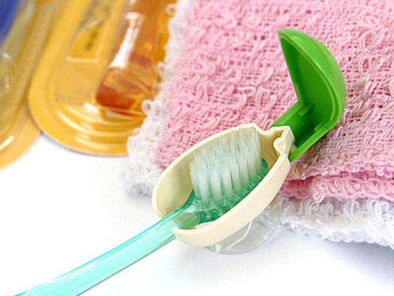 8Pcs Smile Face Toothbrush Cover Holder with Suction Cup Random Color Carousel 2