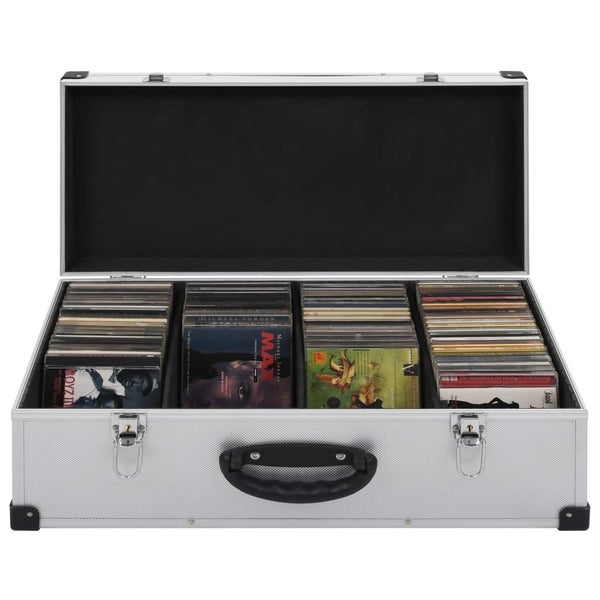 vidaXL CD Case for 80 CDs Aluminium ABS Silver Carousel 1
