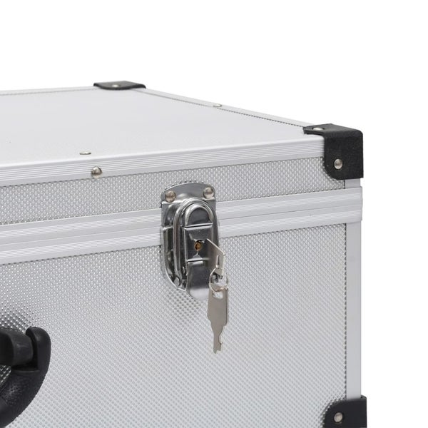 vidaXL CD Case for 80 CDs Aluminium ABS Silver Carousel 8