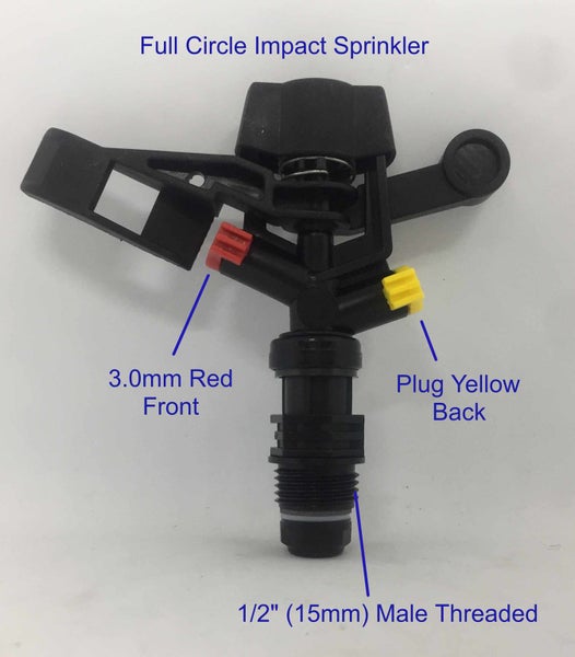 15 x 15mm 1/2" Impact Sprinklers (3mm Red & Plug Nozzles) Price Match Guarantee Carousel 1
