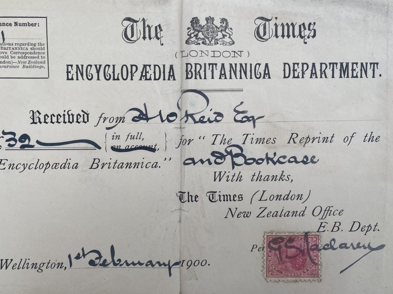 ANTIQUE INVOICE / RECEIPT: Encyclopaedia Britannica 1900 (122yo) Carousel 1