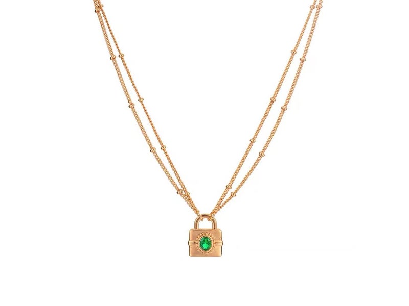 Necklace Multilayer Lock Pendant Stainless Steel Necklace Carousel 1