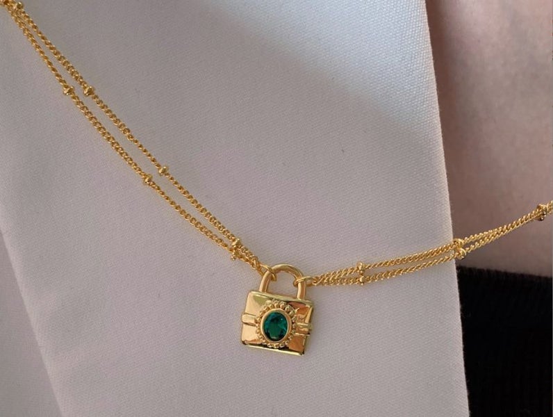 Necklace Multilayer Lock Pendant Stainless Steel Necklace Carousel 2