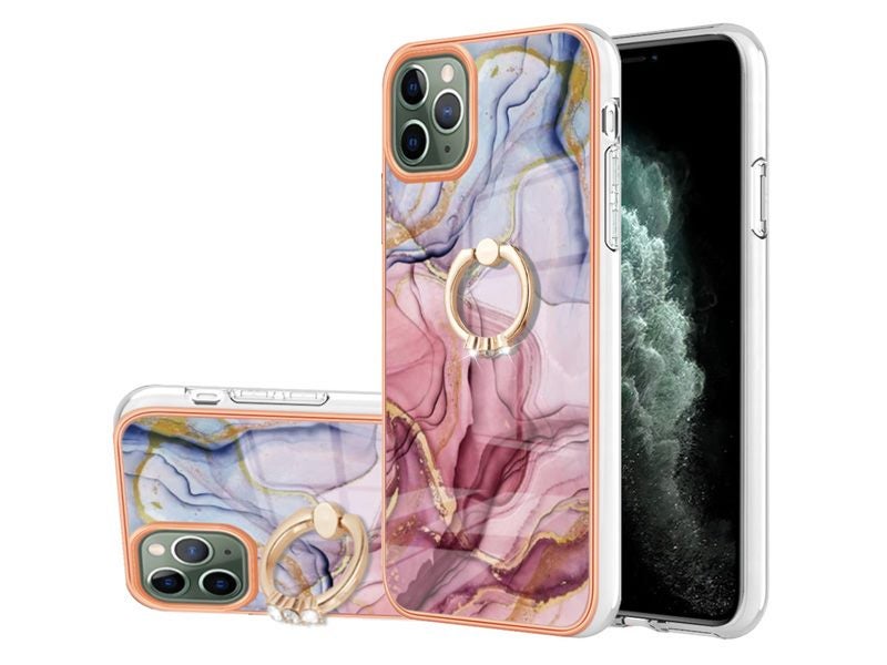 Finger Ring Kickstand Case Cover for iPhone 11 Pro Max Marble Carousel 1