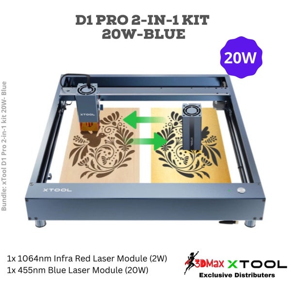 xTool D1 Pro 2-in-1 Kit: 455nm Blue Laser & 1064nm Infrared Laser 20W Blue Carousel 1