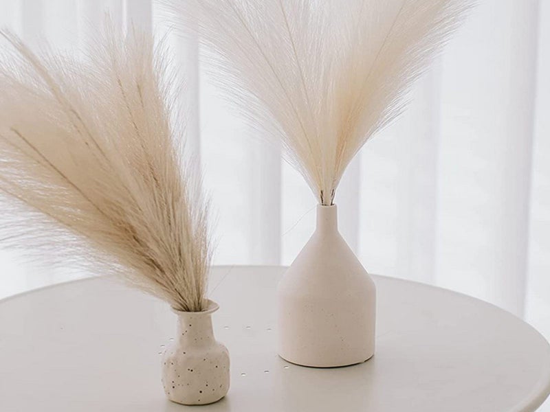 4Pcs Beige Faux Pampas Grass 50cm Tall Artificial Reed Fluffy Stems Home Decor Carousel 1