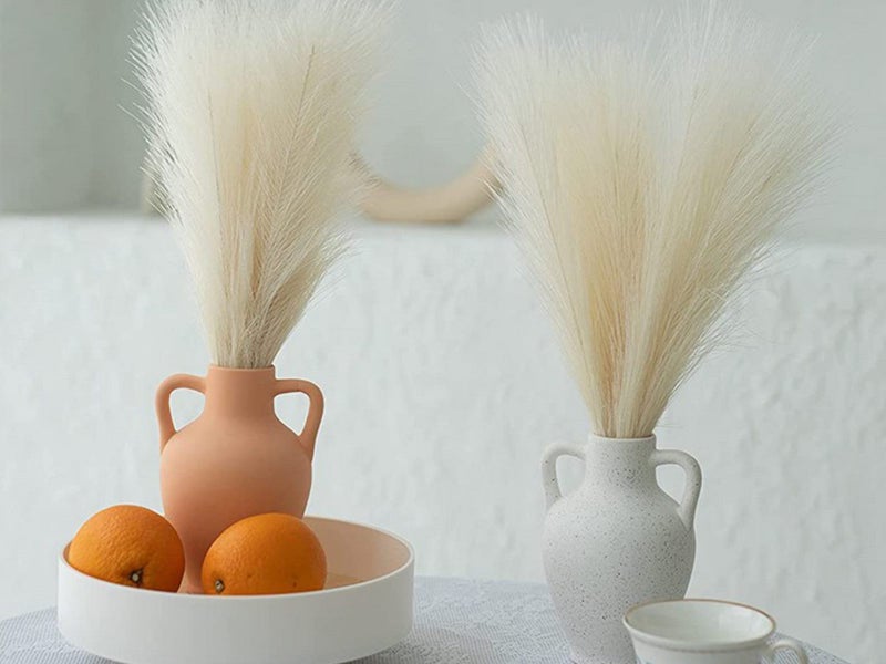 4Pcs Beige Faux Pampas Grass 50cm Tall Artificial Reed Fluffy Stems Home Decor Carousel 2