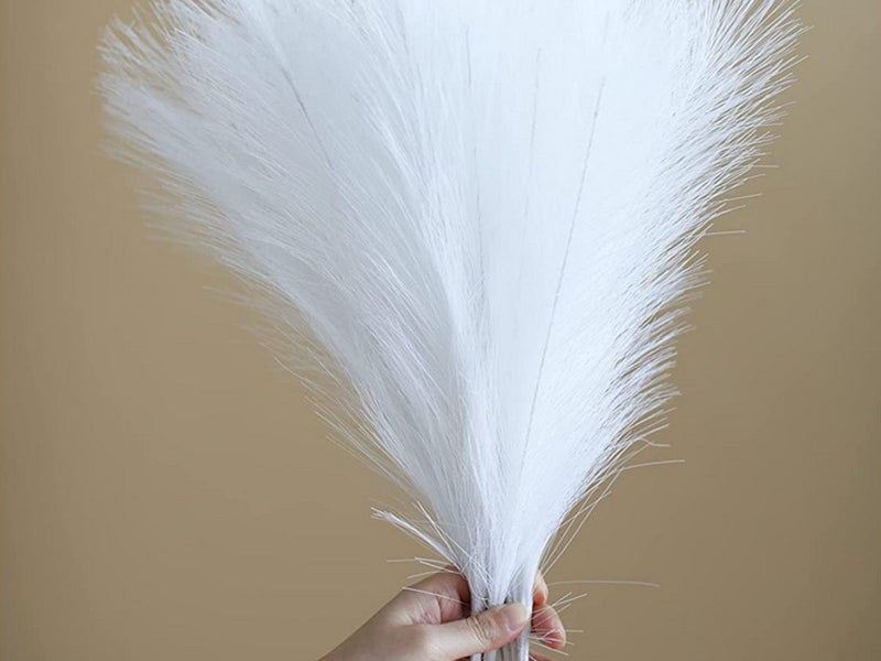 4Pcs White Faux Pampas Grass 50cm Tall Artificial Reed Fluffy Stems Home Decor Carousel 1