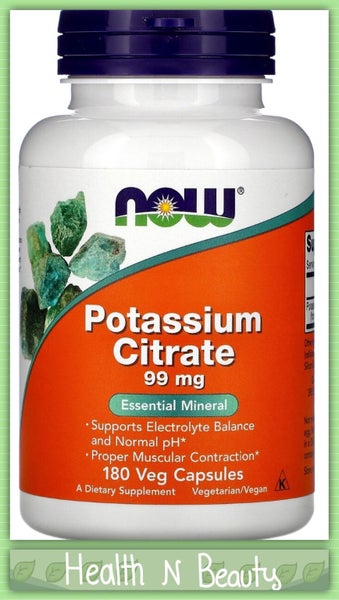 NOW FOODS POTASSIUM CITRATE 99 MG 180 VEGE CAPS - BB1028 Carousel 1
