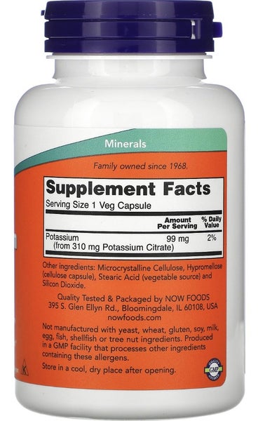 NOW FOODS POTASSIUM CITRATE 99 MG 180 VEGE CAPS - BB1028 Carousel 2