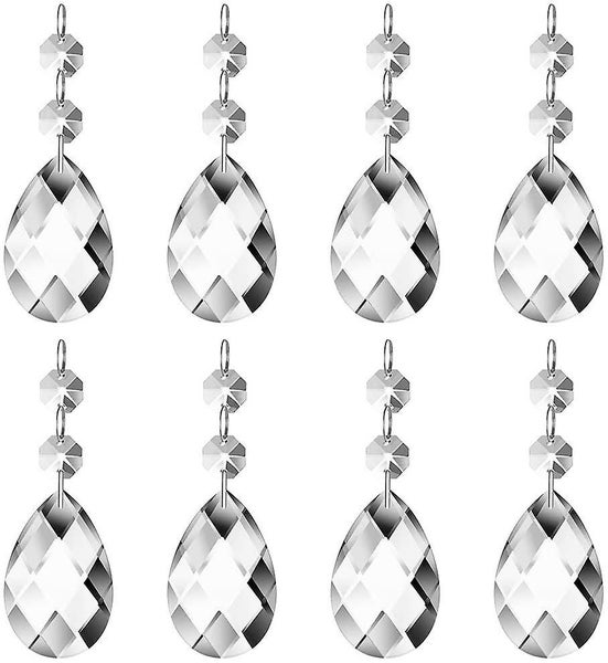 (24pcs) 38mm Teardrop Crystal Pendants Crystal Glass Chandelier Prism Suncatcher Carousel 1