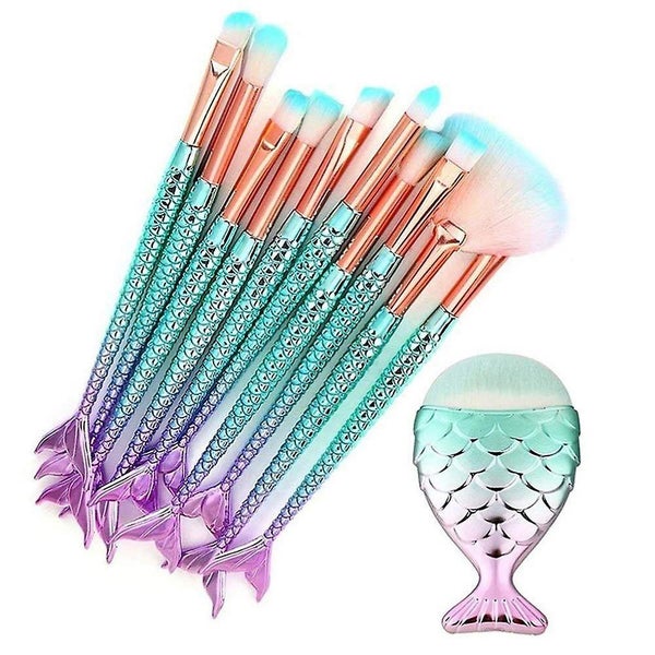 11pcs Makeup Brushes Set 3d Mermaid Make Up Foundation Eyeshadow Eyebrow Eyeline Carousel 1