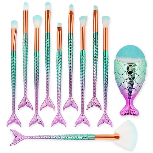 11pcs Makeup Brushes Set 3d Mermaid Make Up Foundation Eyeshadow Eyebrow Eyeline Carousel 2