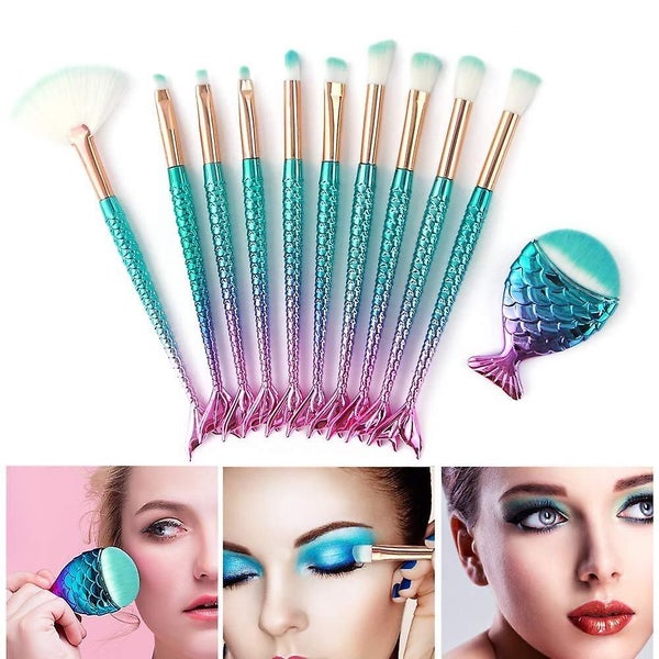 11pcs Makeup Brushes Set 3d Mermaid Make Up Foundation Eyeshadow Eyebrow Eyeline Carousel 5