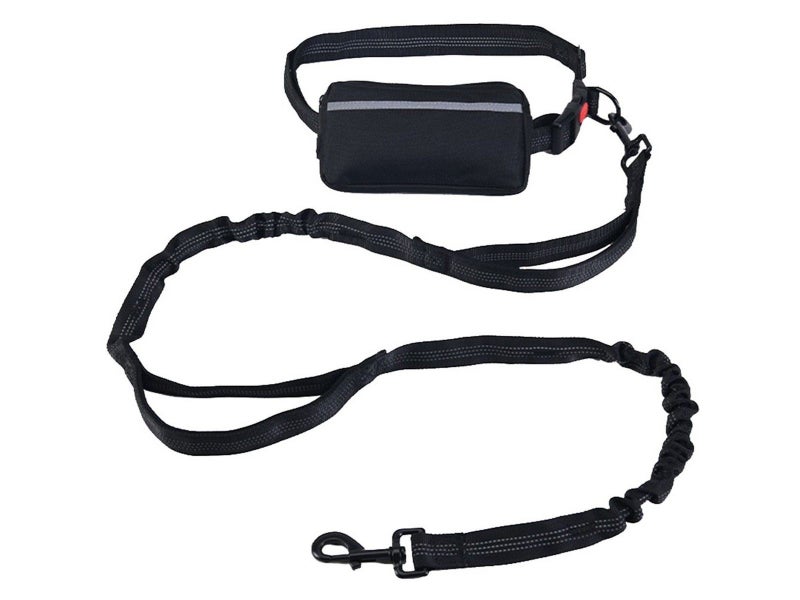 Waist Bag and Adjustable Pet Dog Leash Set for Jogging Running Walking Black Carousel 1