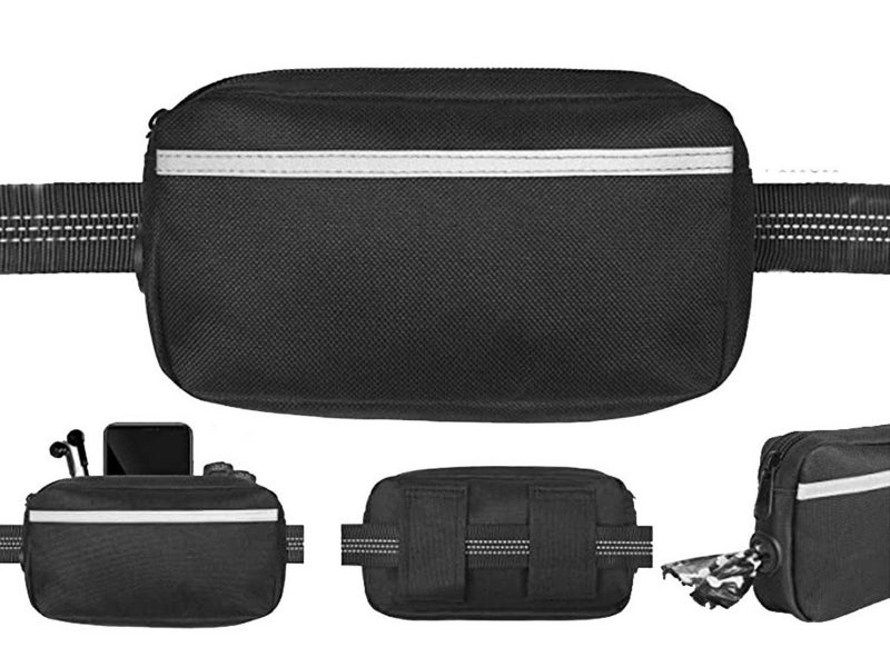 Waist Bag and Adjustable Pet Dog Leash Set for Jogging Running Walking Black Carousel 4