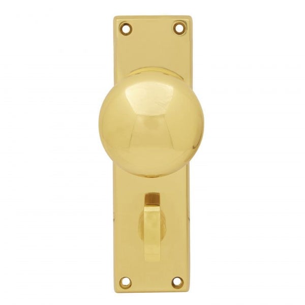 Pavtom 7502PB Victorian Door Knob Bathroom Plate Privacy Polished Brass 150x42mm Carousel 1