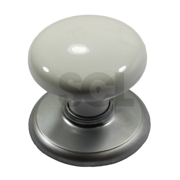 Nidus CDFWHSC Door Knob Corona Passage Set White Satin Chrome w/ Latch Carousel 1